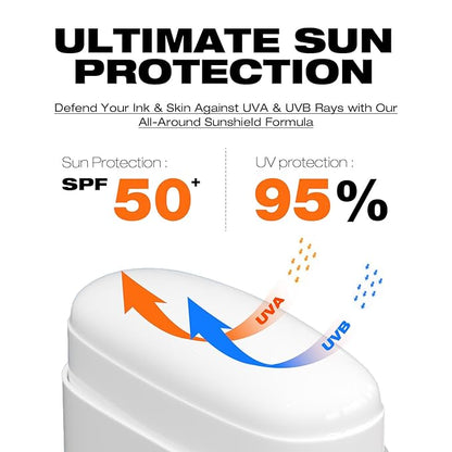 Sexymix Tattoo Sunscreen Stick, SPF 50 Waterproof Sunscreen Stick Broad Spectrum UVA/UVB Protection 0.7 oz with Zinc Oxide, Tattoo Aftercare Sunscreen for Tattoos Non-Dirty Hands Available Anytime
