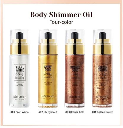 Shimmer Body Oil,Long Lasting Waterproof Face Brighten Glow Golden Brown)