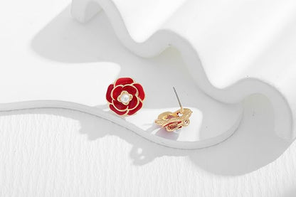 CLASSYZINT Gold/White/Red/Black Flower Stud Earrings