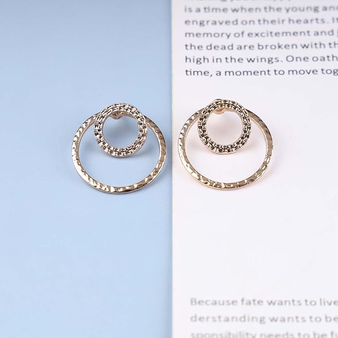 Vintage Crystal Circle Ear Jacket Earrings CZ Hollow