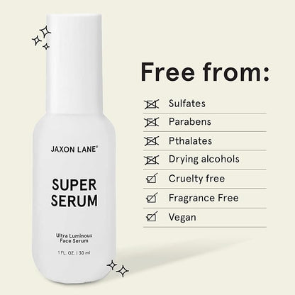 SUPER SERUM Anti Aging Serum for Face: 5% Niacinamide Serum, Bakuchiol Serum, Vitamin C Face Serum for Men Korean Skin Care Tranexamic Acid Textured skin treatment, Pore Minimizer Serum JAXON LANE 1oz