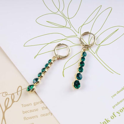 Vintage Crystal Emerald Drop Earrings Emerald