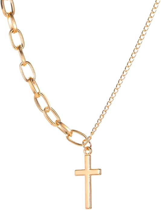 Simple Cross Necklace Asymmetric Chain Cross