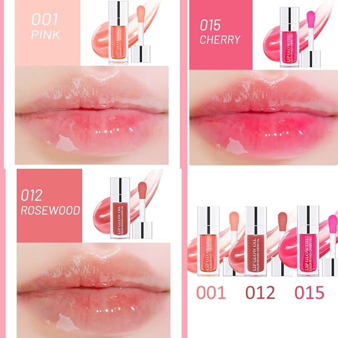 3Pcs Plumping Lip Oil, Hydrating Lip Gloss Tinted Plumping