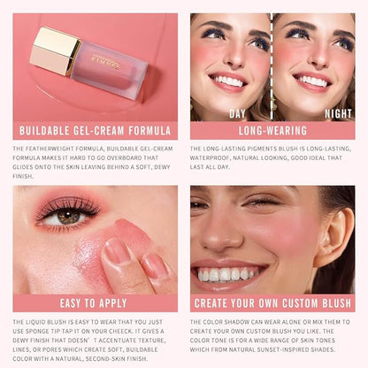 KIMUSE Soft Cream Blush Makeup, Liquid Blush for Dewy Finish