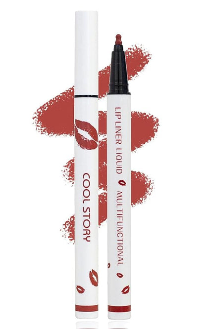 YUANLI Lip Stain Marker Pen, Lip Liner and Lipstick 2 in 1, Long Lasting Waterproof Matte Lip Tint Stain for Women, Hydrating and Waterproof 24 Hour Lip Liner Pencil & Liquid Lipstick - 01
