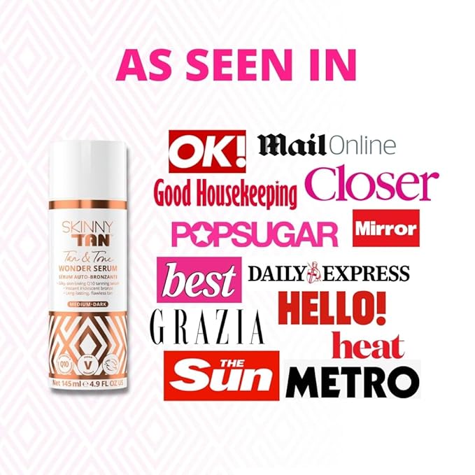 SkinnyTan Tan and Tone Wonder Serum Express - Hydrating Serum with Anti-Aging Q10, Aloe Vera, and Vitamin E - 1 Hour Express - 4.9 oz