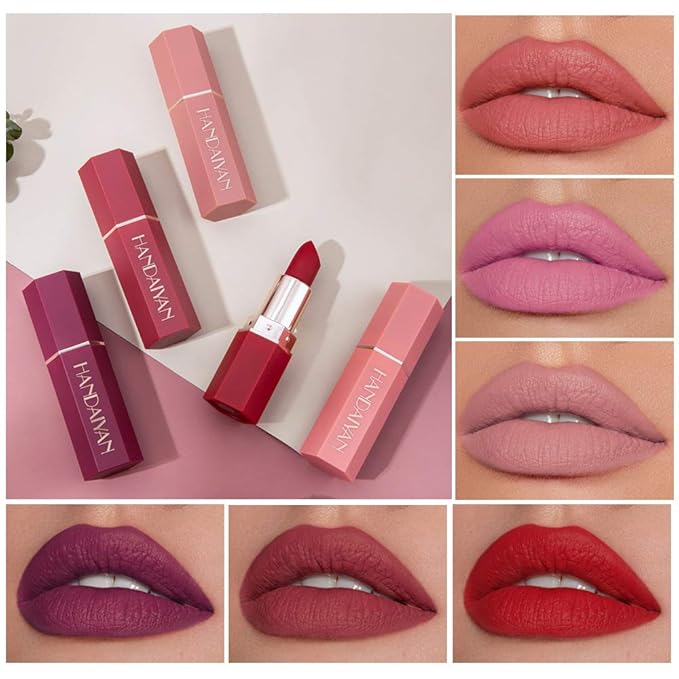 6-Color Matte Moisturizing Non-stick Cup Matte Lipstick, Long-Lasting Moisturizing