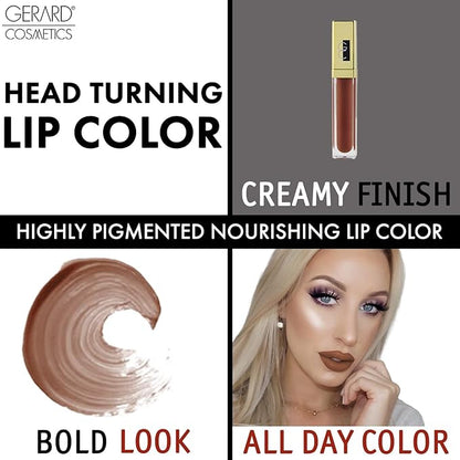 Gerard Cosmetics Color Your Smile Lip Gloss Cocoa Bean | Super Pigmented Brown Lip Gloss with LED Light and Mirror | Shiny Finish | Hydrating Brown Lipstick | Cruelty Free and Made in USA
