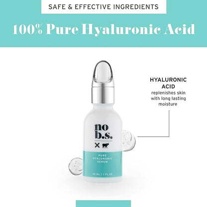 No Bad Stuff - Pure Hyaluronic Acid Serum For Face, Fine Lines & Wrinkles Serum, Suitable for All Skin Types, Skin Care for Women & Men, Gluten Free, Vegan, Travel Size, Unscented 1 FL Oz