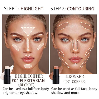 evpct 2Pcs Face Cream Contour Bronzer Sticks Makeup
