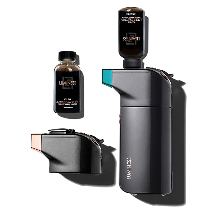 LUMINESS BREEZE DUO TANNING AIRBRUSH SYSTEM, Deep Tan – Self Tanner Kit includes Breeze Device with Makeup Stylus, Tanning Stylus & Sunless Tanning Solution - Long-Lasting, Buildable, Flawless Tan