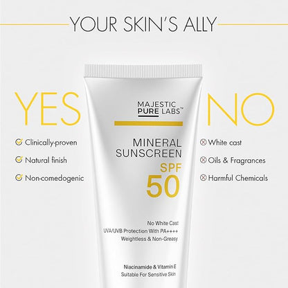 100% Mineral Sunscreen with Zinc Oxide & Titanium Dioxide | Blends Seamlessly for Healthy Glow with Vitamin E & Niacinamide | UVA/UVB Protection & Zero White Cast with SPF 50 | 3 oz