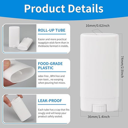 100PCS 15ML White Empty Oval Deodorant