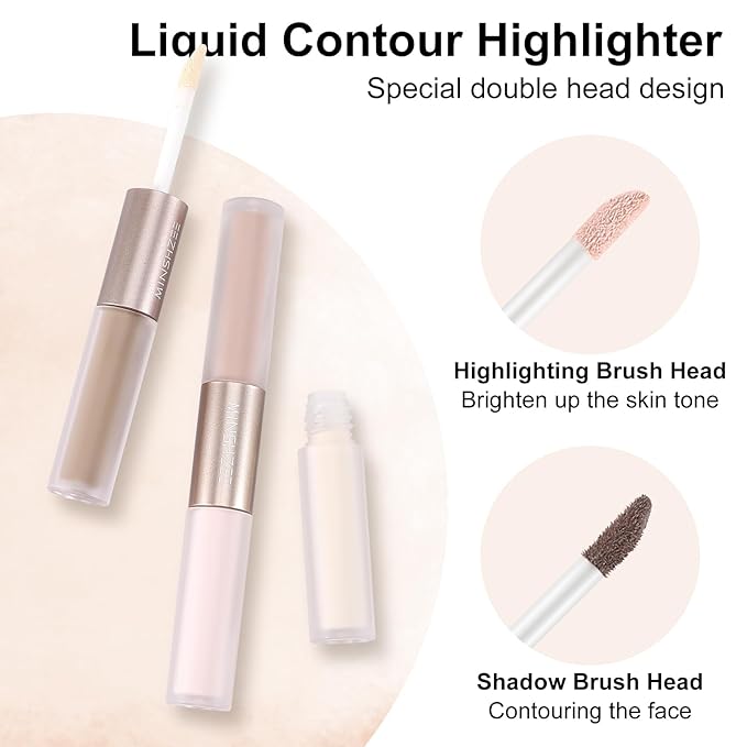 2 in 1 Bronzer and Highlighter Stick,Non-greasy &