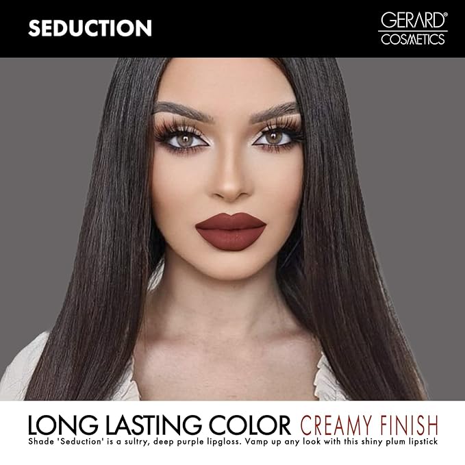 Gerard Cosmetics Color Your Smile Lip Gloss Seduction | Super Pigmented Purple Lip Gloss with LED Light and Mirror | Shiny Finish | Hydrating Purple Lipstick | Cruelty Free and Made in USA