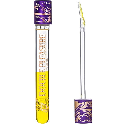 Double Pleasure Lip Oil - Moisturizing Lip Gloss for Women - Softening Glow Lip Plumper Gloss - Hydrating Lip Glow Oil - Plumping Lip Gloss Oil with Silicone Applicator (Sex on the Beach)