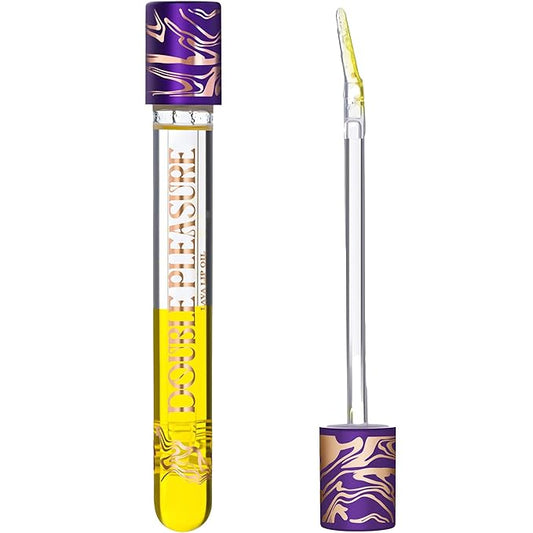 Double Pleasure Lip Oil - Moisturizing Lip Gloss for Women - Softening Glow Lip Plumper Gloss - Hydrating Lip Glow Oil - Plumping Lip Gloss Oil with Silicone Applicator (Sex on the Beach)