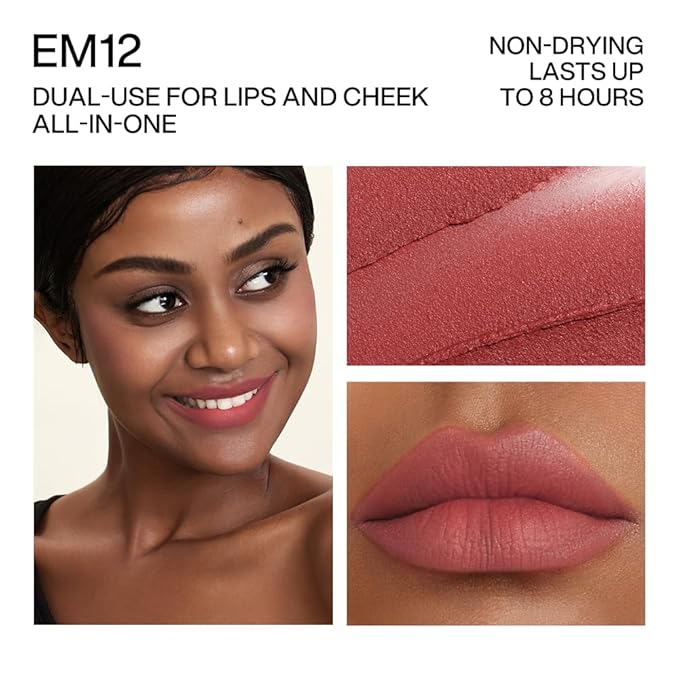 INTO YOU Matte Lipstick, Super Stay Lipstick for Women, Waterproof, Long Lasting Lipstick, High Impact Lipcolor with Lightweight Lip Mud Texture, Dual-use for Lips and Cheek, Pink Lipstick (EM12)