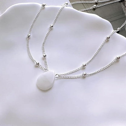 Layered Teardrop Pendant Necklace Teardrop Natural Stone Necklace