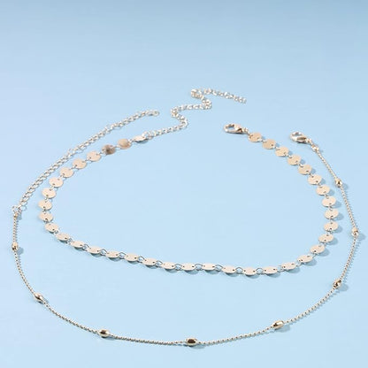 Boho Layered Satellite Disc Choker Necklace