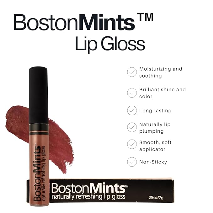 Bean Towne Lip Gloss (.25oz) - Naturally Refreshing Vegan Lip Gloss with Aloe, Vitamins C & E, Spearmint Extract