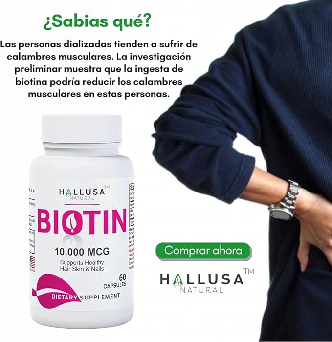 Suplemento de biotina - Pastillas para la caída del Cabello - Crecimiento del Cabello – Crecimiento de la Barba - Alopecia y calvicie - BIOTIN 10.000 MCG 60 CAPSULAS