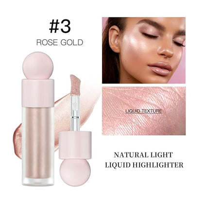 Liquid Highlighter Natural Glow For Face & Body, Rose gold)