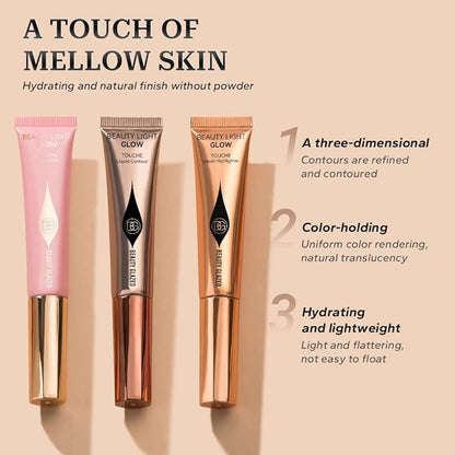 Liquid Contour+Highlighter Blush Stick+Liquid Blush Stick, Smooth Creamy (Contour+Blush#01+Highlighter #01)