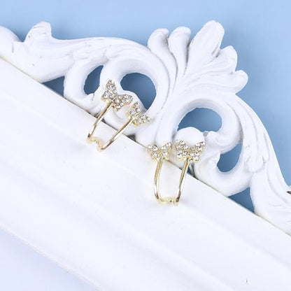 Vintage Crystal Butterfly Claw Earrings Rhinestone