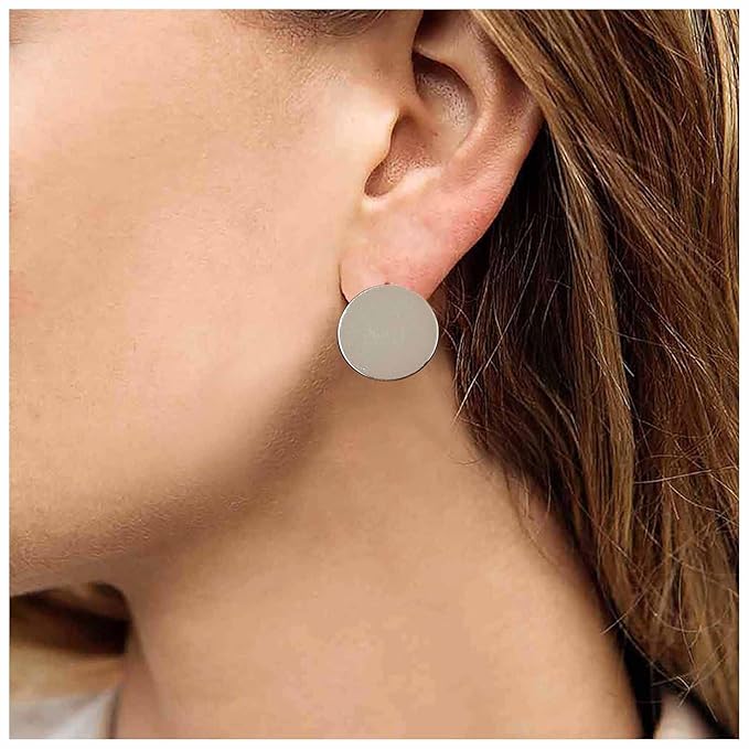 Boho Large Disc Coin Earrings Gold Coin Stud
