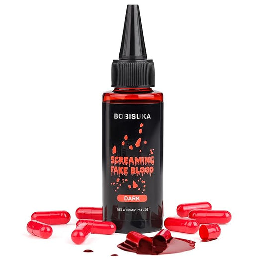 BOBISUKA Halloween Fake Blood + 10 Pack of Mouth Clothes