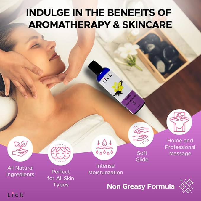 Vanilla Flavored Massage Oil for Massage Therapy - Relaxing Muscle Massage for Men and Women with Natural Vitamin e Oil with Aromatherapy Oils for Skin use - Essential moisturizing Body Oils 4 oz