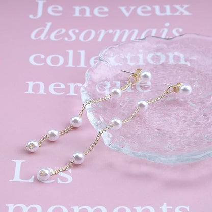 Boho Pearl Dangle Earrings Gold Pearl Drop Stud