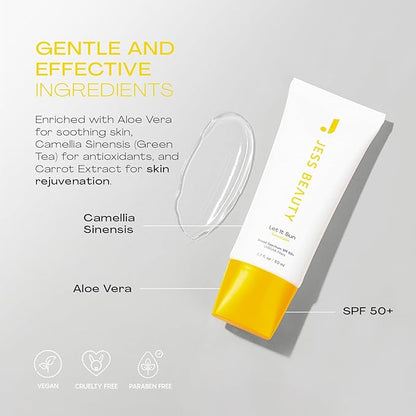 Jess Beauty Let it Sun 50+ Sunscreen, Green Tea & Aloe Extract, 1.7 fl oz