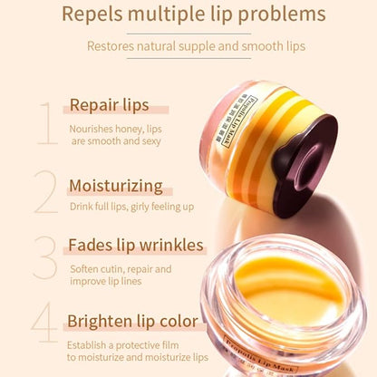4Pcs Bee Lip Balm Honey Pot,Honey Lines
