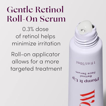 Womaness Plump It Up Retinol Serum – Roll-On Hydrating Face Serum for Women w/Hyaluronic Acid & Collagen Boosting Retinol – Anti Aging for Fine Lines, Wrinkles & Smoothing Ceramide NG Skin Care 30ml