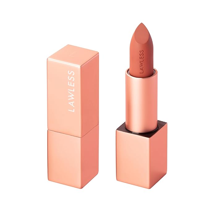 Lawless Forget the Filler Lip-Plumping Line-Smoothing Satin Cream Lipstick - Cookie - Natural Ingredients Smooth and Hydrate Lips for a Plumper, Fuller Look - 3.7g