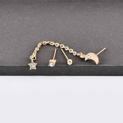Bohemia Moon Star Dangle Earrings Gold