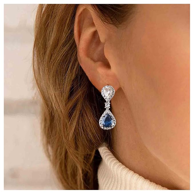 Vintage Sapphire Drop Earrings Oval Sapphire