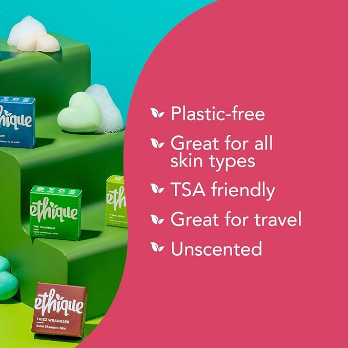 Ethique Unscented Gift Set- Face Cleanser, Body Cleanser & Deodorant, Gifts for women - Plastic-Free, Vegan, Cruelty-Free, Eco-Friendly, 3 Travel Bars, 1.59 oz (Pack of 1)