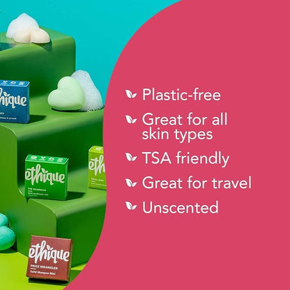 Ethique Unscented Gift Set- Face Cleanser, Body Cleanser & Deodorant, Gifts for women - Plastic-Free, Vegan, Cruelty-Free, Eco-Friendly, 3 Travel Bars, 1.59 oz (Pack of 1)
