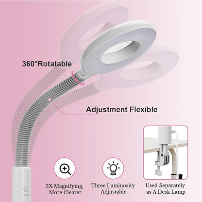 Professional Facial Steamer, 3 in 1 Facial Steamer with 5X Magnifying Lamp Hot&Cool Mist, Esthetician Steamer on Wheels, Stand Face Steamer with Time Setting for Home Salon Spa