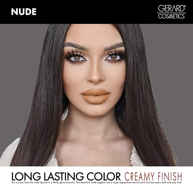 Gerard Cosmetics Color Your Smile Lip Gloss Nude | Super Pigmented Nude Lip Gloss with LED Light and Mirror | Shiny Finish | Hydrating Liquid Lip Color | Cruelty Free and Made in USA