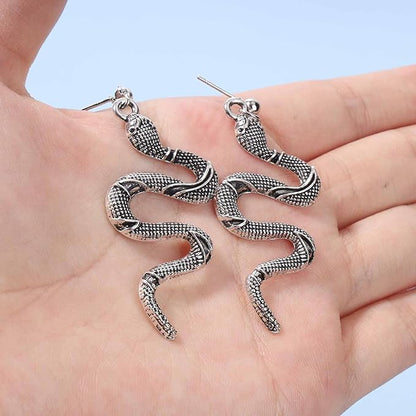 Punk Snake Earrings Silver Snake Dangle Earrings Serpent