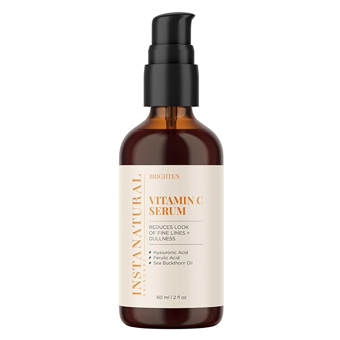 InstaNatural Vitamin C Face Serum, Brightens, Hydrates and Reduces Signs of Aging, with Vitamin C, Hyaluronic and Ferulic Acid, 2 FL Oz