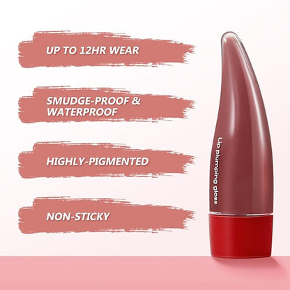 Plumping Lip Gloss,Lip Oil,Highly-Pigmented Lip Gloss,Non-Sticky Lip Stain,Long-Lasting,Moisturing Plumping