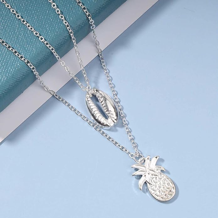 Boho Layered Shell Pineapple Choker Necklace