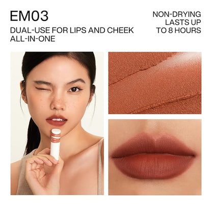 INTO YOU Matte Lipstick, Super Stay Lipstick for Women, Waterproof, Long Lasting Lipstick, High Impact Lipcolor with Lightweight Lip Mud Texture, Dual-use for Lips and Cheek, Brown Lipstick (EM03)