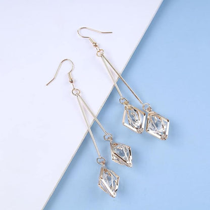 Vintage Crystal Dangle Earrings Long Bar